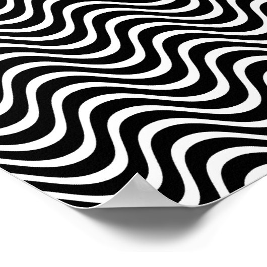 Op Art Horizontal Waves Black en White 01 Poster (Hoek)