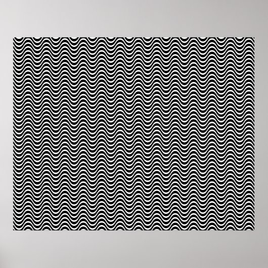 Op Art Horizontal Waves Black en White 01 Poster (Voorkant)
