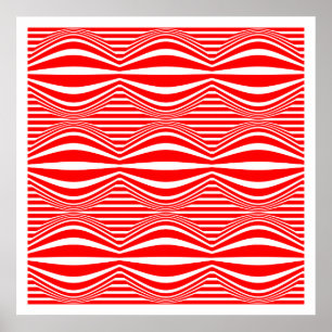 Op Art Lines en Spheres 01 - Rood en Wit Poster