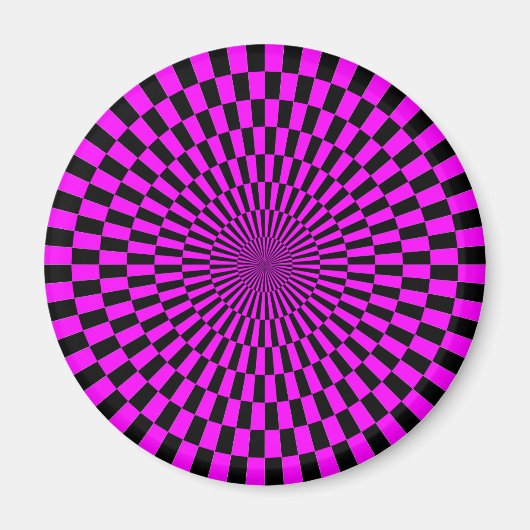 Op Art — Magenta en Black Magneet (Voorkant)