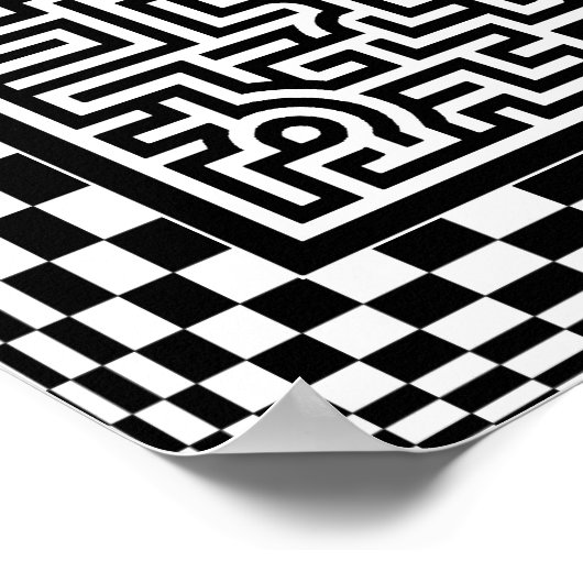 Op-Art Maze en Checkers Poster (Hoek)