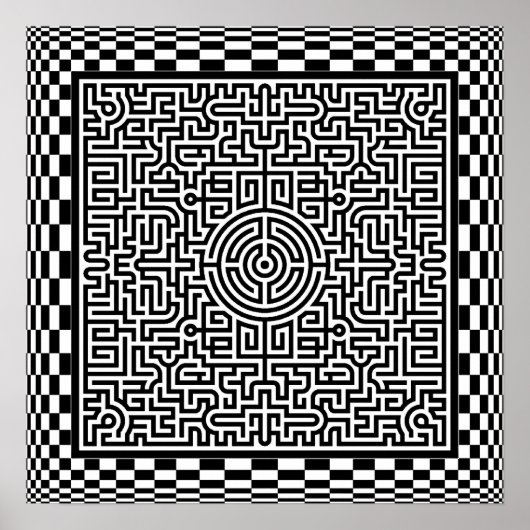 Op-Art Maze en Checkers Poster (Voorkant)