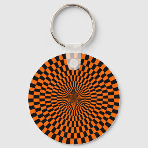 Op Art — Oranje en zwart Sleutelhanger