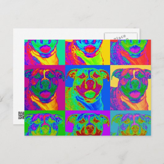 Op Art Pitbull Briefkaart (Voorkant / Achterkant)