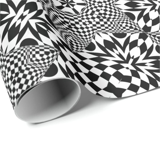 Op-Art Prix Madhi Black en White Cadeaupapier (Rol Hoek)