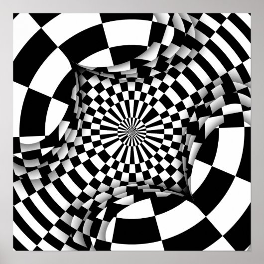 Op art Psychedelic-checkers Poster (Voorkant)