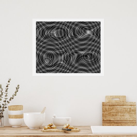 Op Art Random Moire Waves 01 Naadloos Poster (Keuken)