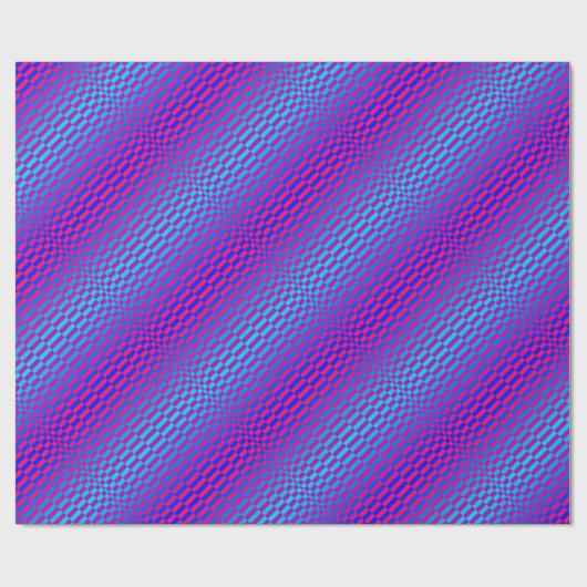 Op-Art Rigel blauw en fuschia Cadeaupapier (Vlak)