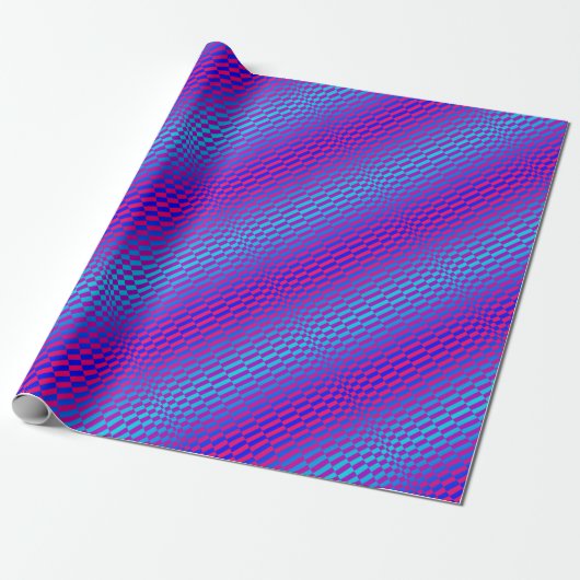 Op-Art Rigel blauw en fuschia Cadeaupapier (Uitgerold)
