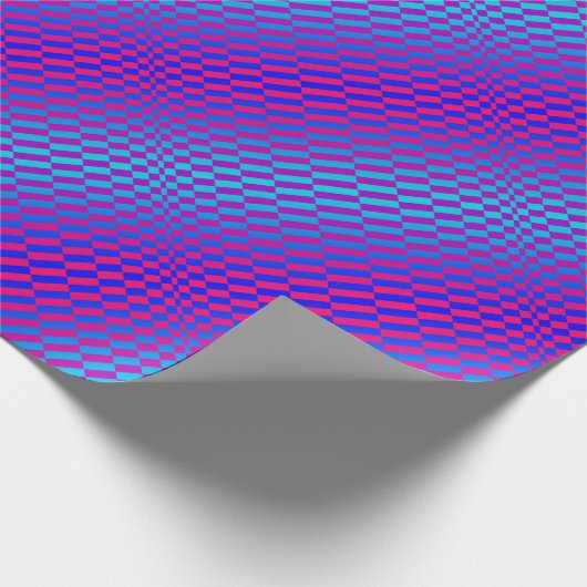 Op-Art Rigel blauw en fuschia Cadeaupapier (Hoek)
