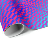 Op-Art Rigel blauw en fuschia Cadeaupapier (Rol Hoek)