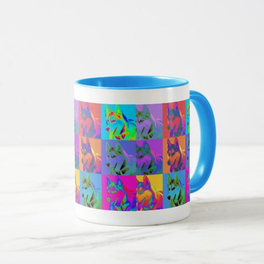 Op Art — Siberian Husky Mok (Voorkant rechts)