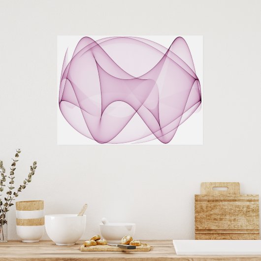 Op Art Sine krommen twee Paarse Poster (Keuken)