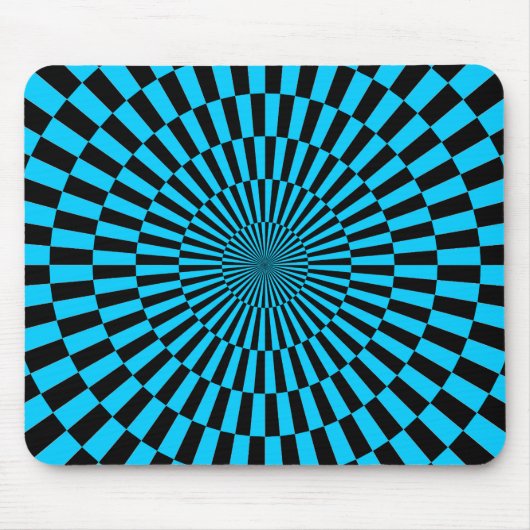 Op Art — Sky Blue en Black Muismat (Voorkant)