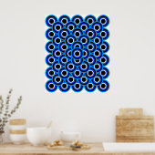 Op Art Thousand Eyes Blue Bleek Blue White Black Poster (Keuken)