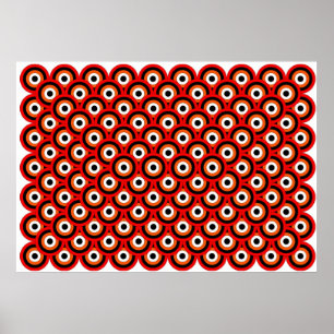 Op Art Thousand Eyes Red Oranje Black Poster