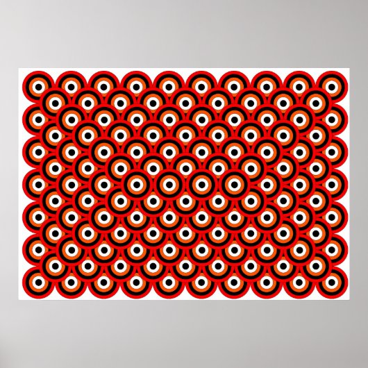 Op Art Thousand Eyes Red Oranje Black Poster (Voorkant)