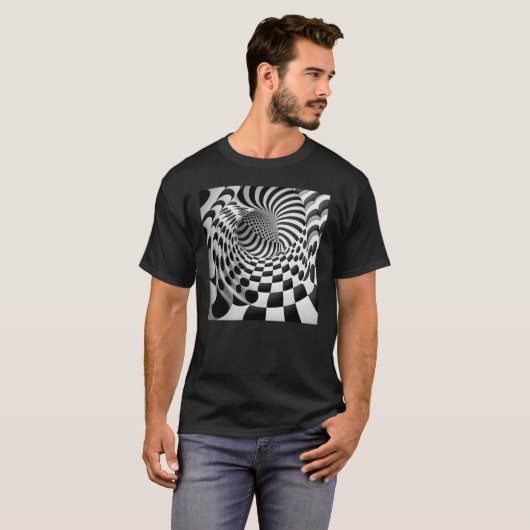 Op Art Tunnel Basic Dark T-Shirt (Voorkant volledig)