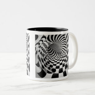 Op Art Tunnel Two-Tone Mok, 11 oz Tweekleurige Koffiemok