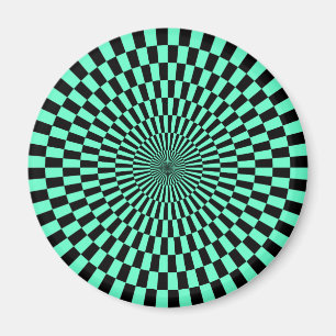 Op Art — Turquoise en Black Magneet