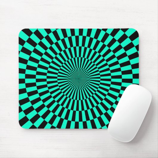 Op Art — Turquoise en Black Muismat (Met muis)