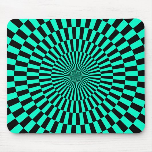 Op Art — Turquoise en Black Muismat (Voorkant)