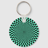 Op Art — Turquoise en Black Sleutelhanger (Voorkant)