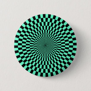 Op Art - Turquoise en Zwart Ronde Button 5,7 Cm