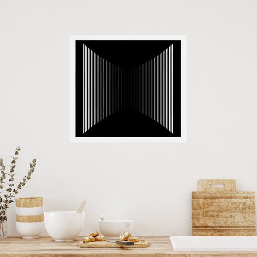 Op Art Vertical Bars White op Black Progressive 01 Poster (Keuken)