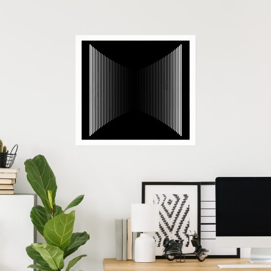 Op Art Vertical Bars White op Black Progressive 01 Poster (Thuiskantoor)