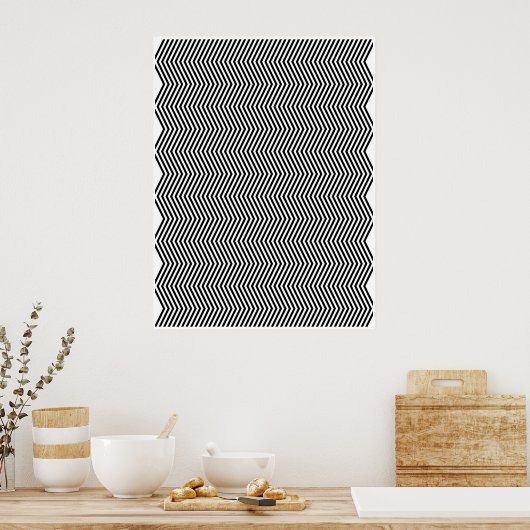 Op Art Vertical Zig Zag Twee Poster (Keuken)