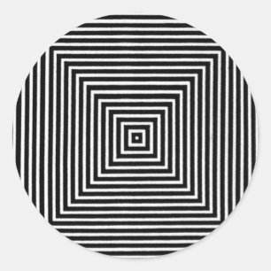 Op Art Visuele Zwart-Wit Vierkanten Ronde Sticker