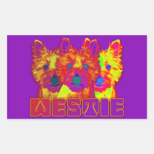 Op Art - West Highland Terrier Rechthoekige Sticker (Voorkant)