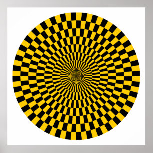 Op Art Wheel - Amber en Black Poster