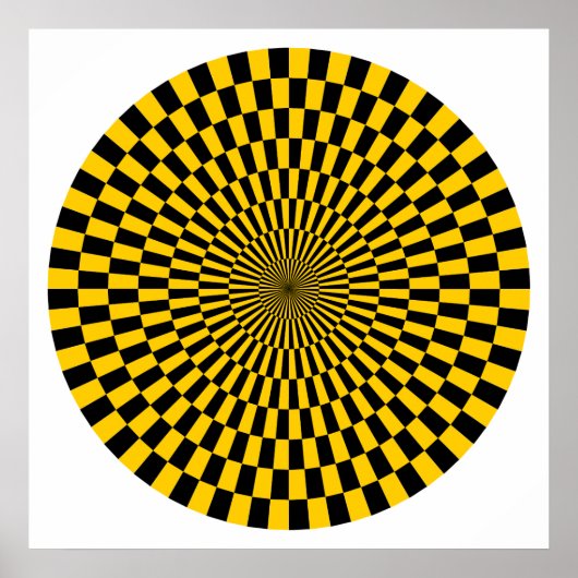 Op Art Wheel - Amber en Black Poster (Voorkant)
