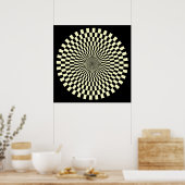 Op Art Wheel - Cream en Black Poster (Keuken)