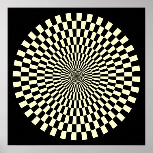 Op Art Wheel - Cream en Black Poster (Voorkant)