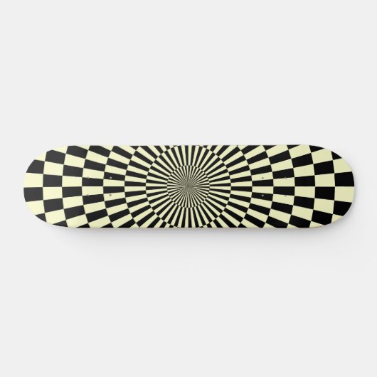 Op Art Wheel - Cream en Black Skateboard (Horizontaal)
