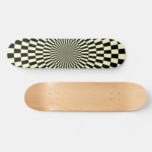Op Art Wheel - Cream en Black Skateboard (Horizontaal)