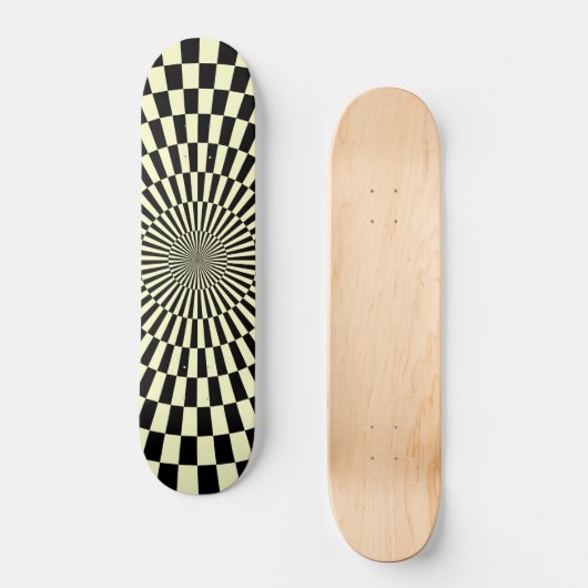Op Art Wheel - Cream en Black Skateboard (Voorkant)
