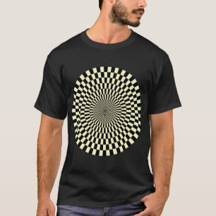 Op Art Wheel - Cream en Black T-shirt