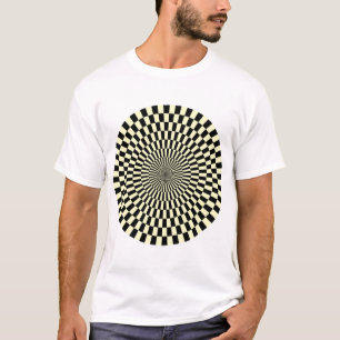 Op Art Wheel - Cream en Black T-shirt