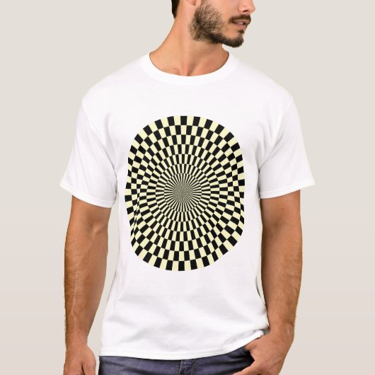Op Art Wheel - Cream en Black T-shirt (Voorkant)