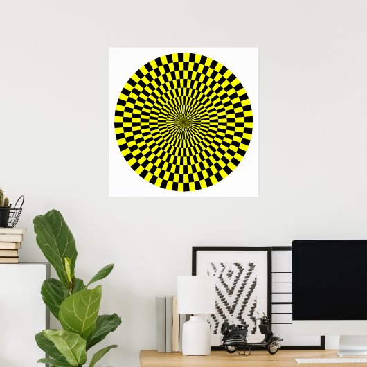 Op Art Wheel - Geel en Zwart Poster (Thuiskantoor)