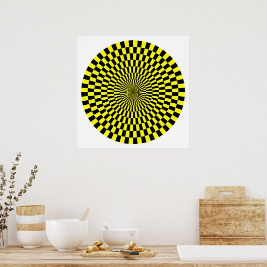 Op Art Wheel - Geel en Zwart Poster (Keuken)