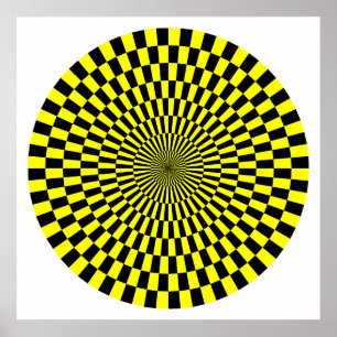 Op Art Wheel - Geel en Zwart Poster