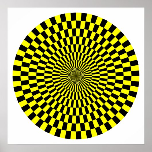 Op Art Wheel - Geel en Zwart Poster (Voorkant)