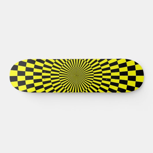 Op Art Wheel - Geel en Zwart Skateboard (Horizontaal)