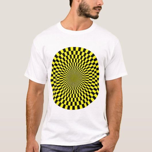 Op Art Wheel - Geel en Zwart T-shirt (Voorkant)