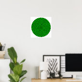 Op Art Wheel - groen en zwart Poster (Thuiskantoor)